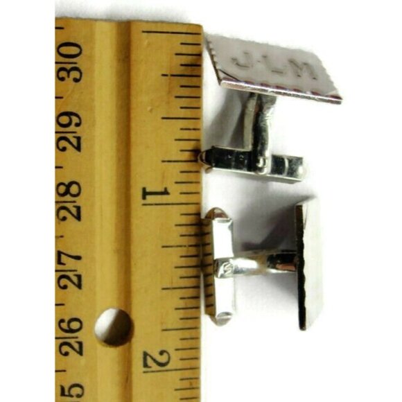 "JLM" Monogram Initial Cufflinks Vintage Sterling Silver 925 Curve Bullet Patina - Picture 5 of 10